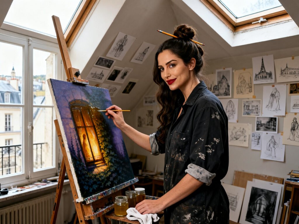 Carmen Delacroix at work in the workroom