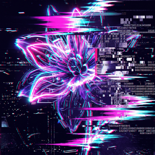 Corrupted Bloom — digital glitch artwork by Zara Moon
