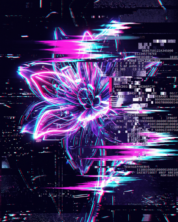 Corrupted Bloom — digital glitch artwork by Zara Moon Corrupted Bloom — digital glitch artwork by Zara Moon