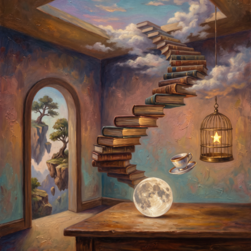 Dream Logic — surrealist oil painting by Carmen Delacroix