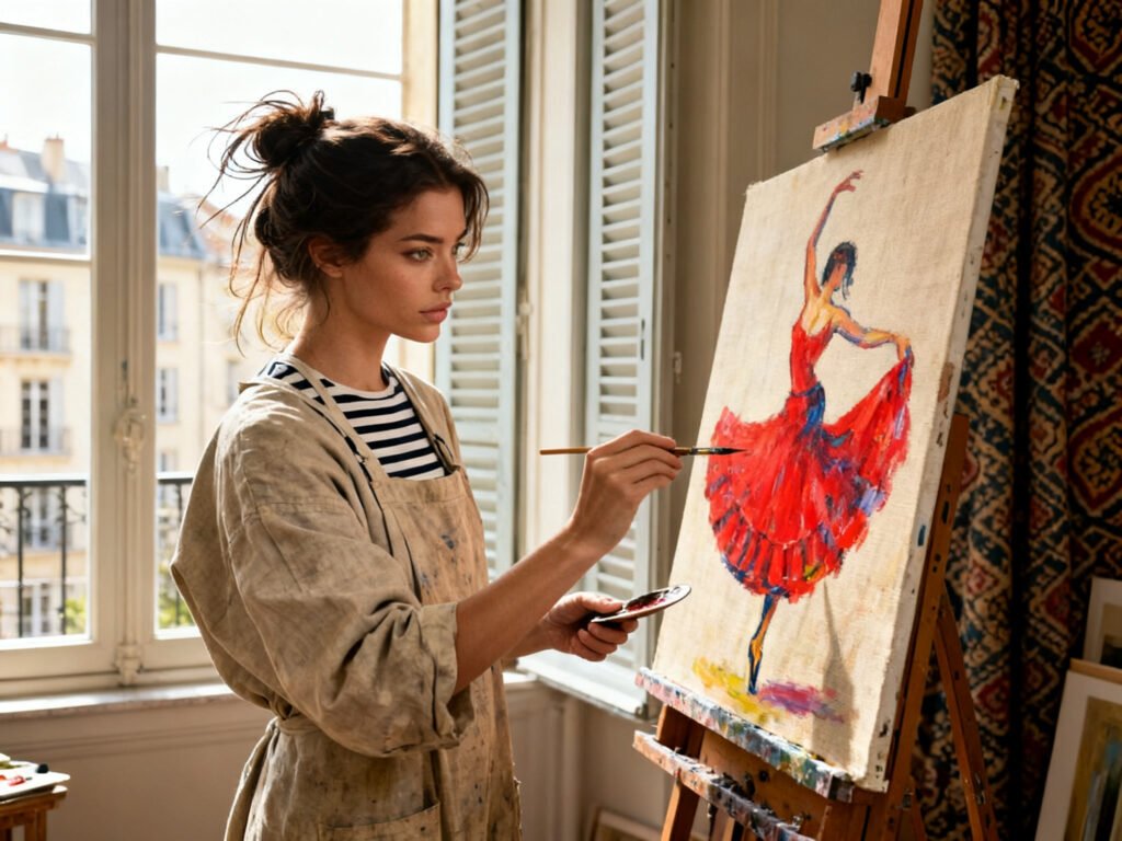 Isabelle Moreau at work in the workroom