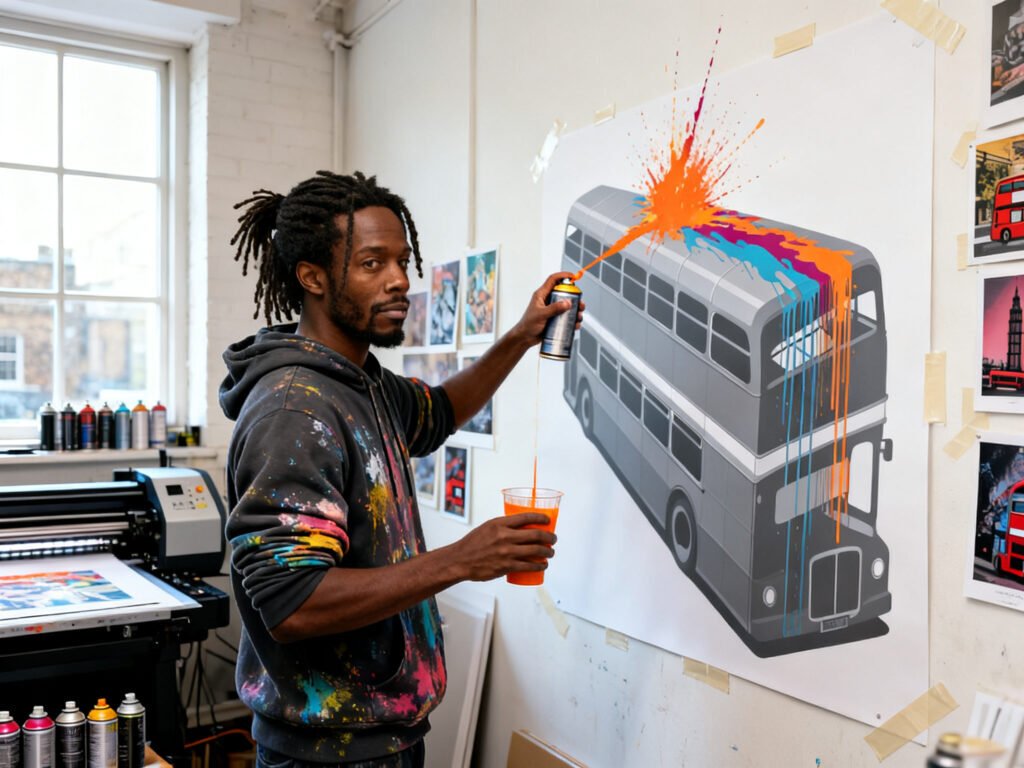 Kai Reynolds at work in the workroom