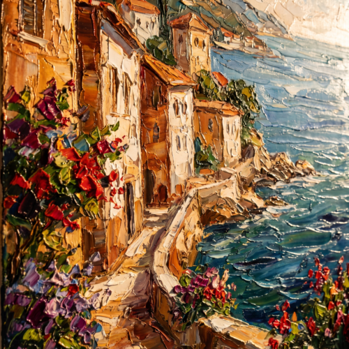 Mediterranean Heat — palette-knife oil painting by Marco Bellini