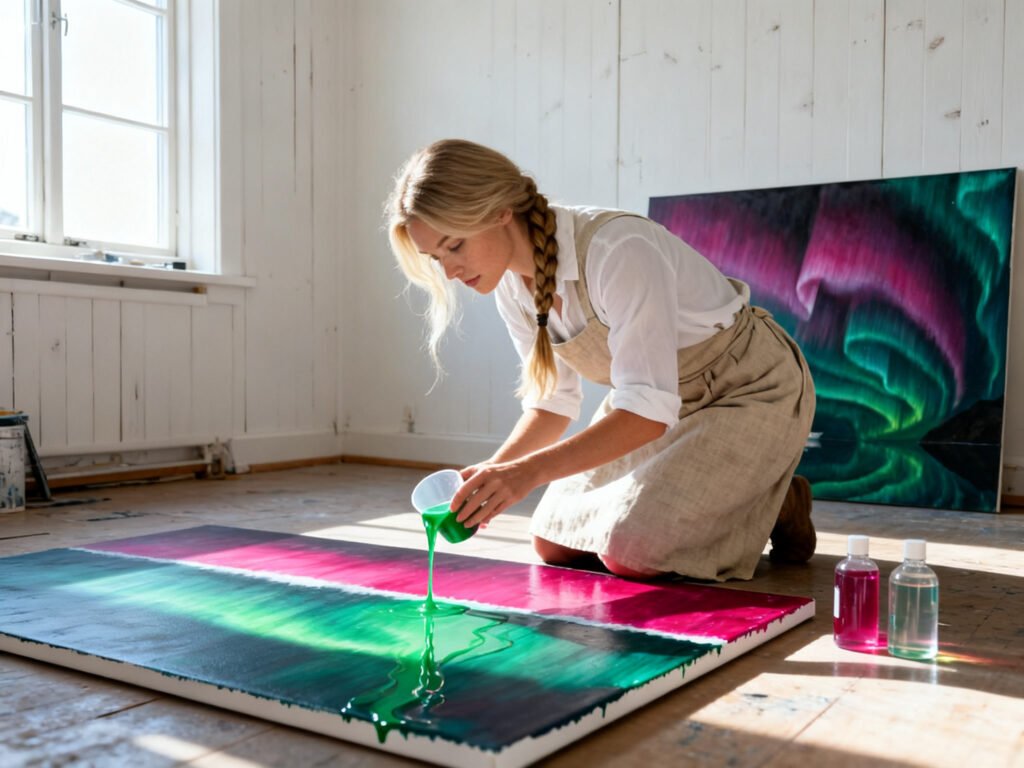Sofia Larsson at work in the workroom