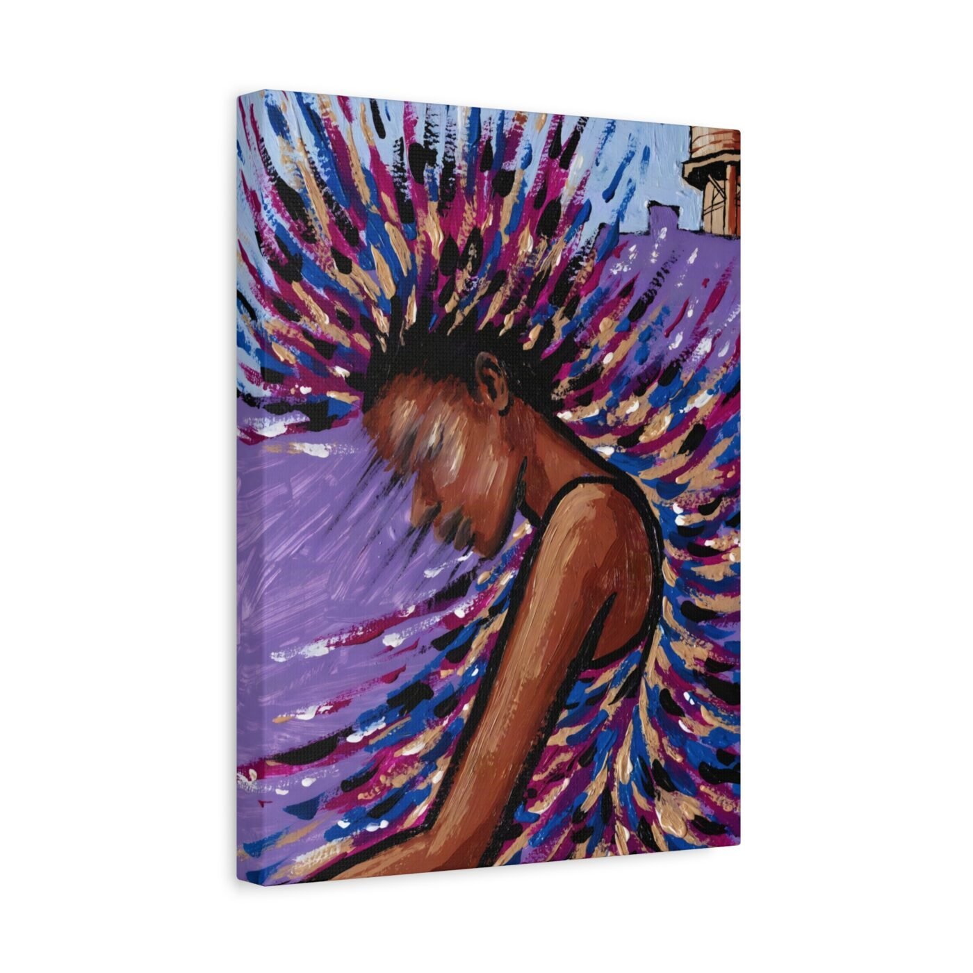 Spin Toward Magenta: Canvas delivers the brushwork by Naomi Brooks, shown in a room