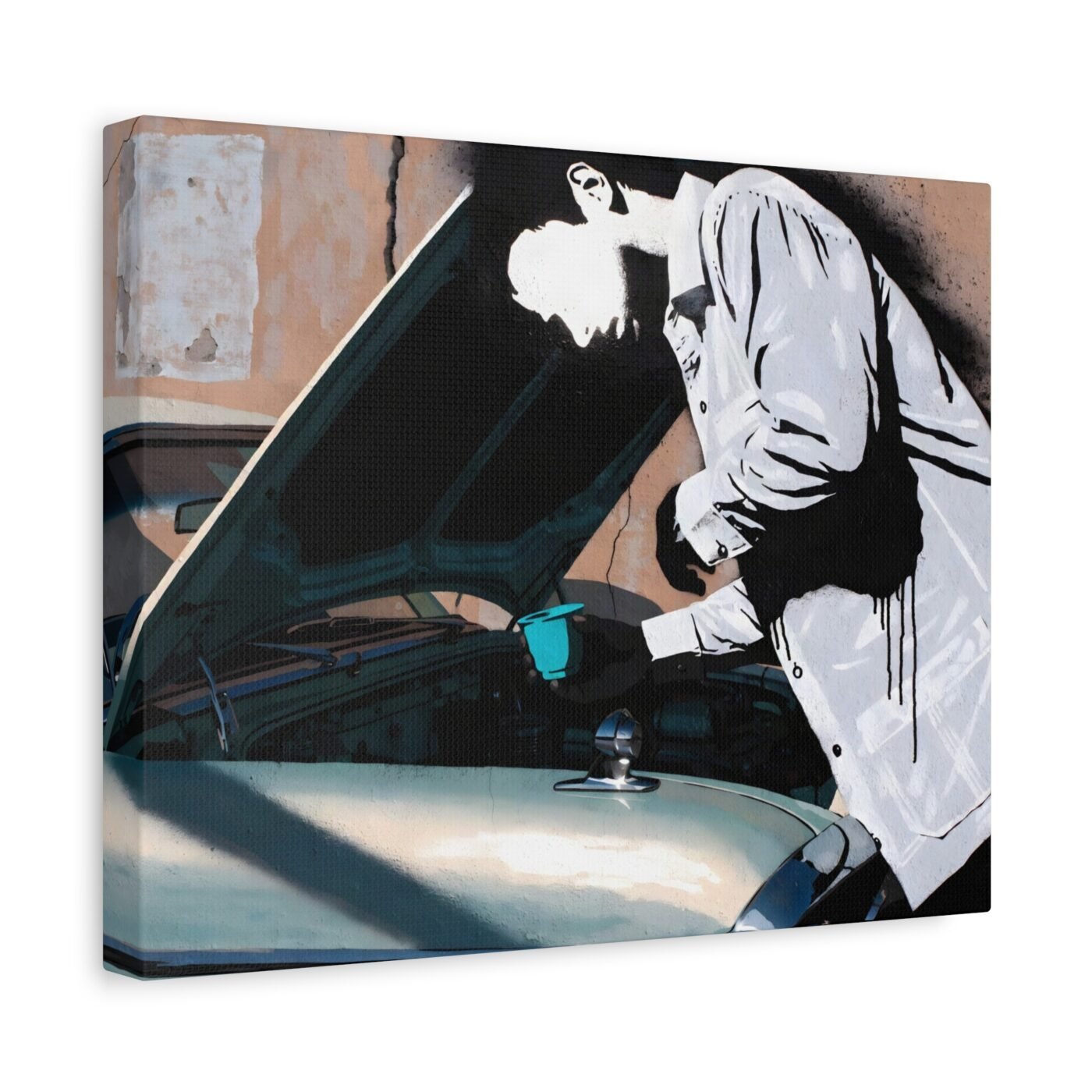 Caffeine Fuels Everything: Luna handles canvas like plaster by Luna Vasquez, shown in a room