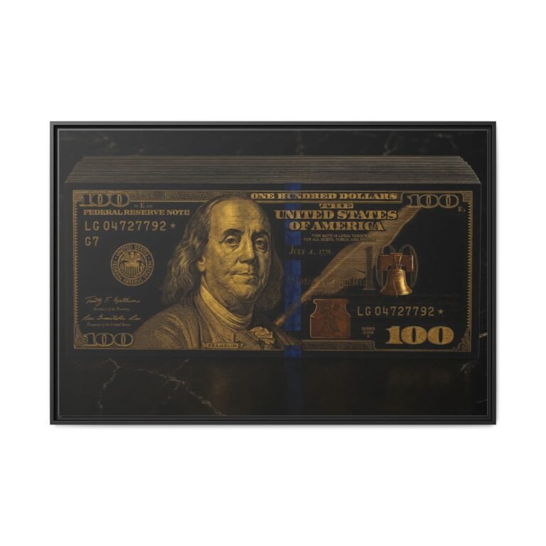 Money framed canvas wall art