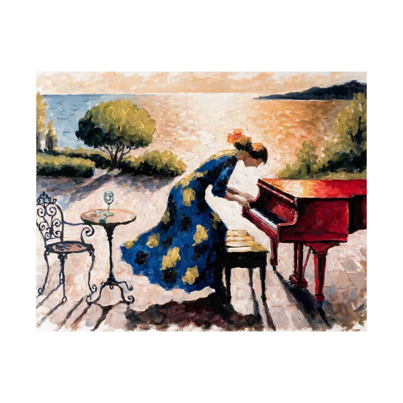 Rising Into Cadmium: When the Last Chord Goes Gold by Isabelle Moreau, shown in a room