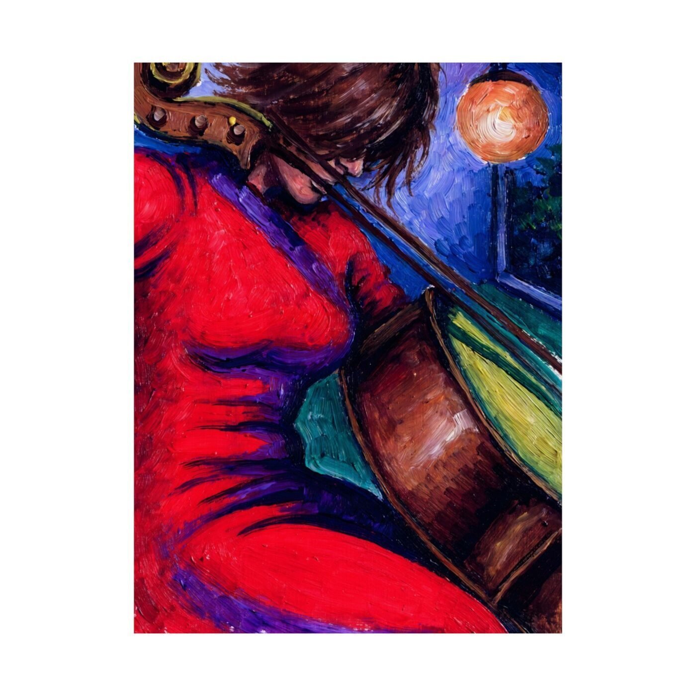 Crimson Mid-Phrase: When the Red Went Through Her Back by Isabelle Moreau, shown in a room