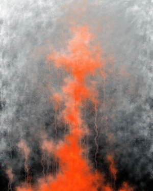 8ik4SxcL60M1SyjIbvtNv_GA3B4VlC.webp Abstract digital artwork with a flat grey hazy field and a burst of orange, magenta, cyan and yellow rising from the bottom edge with drips and grain.