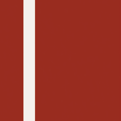 A flat saturated terracotta colour field crossed by a single straight cream line with a hard, unblended edge between the two colours.