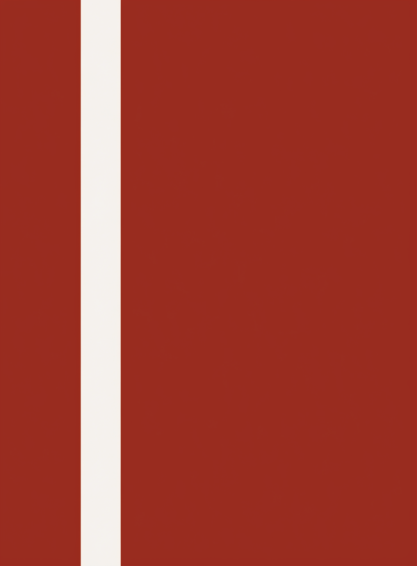 A flat saturated terracotta colour field crossed by a single straight cream line with a hard, unblended edge between the two colours.