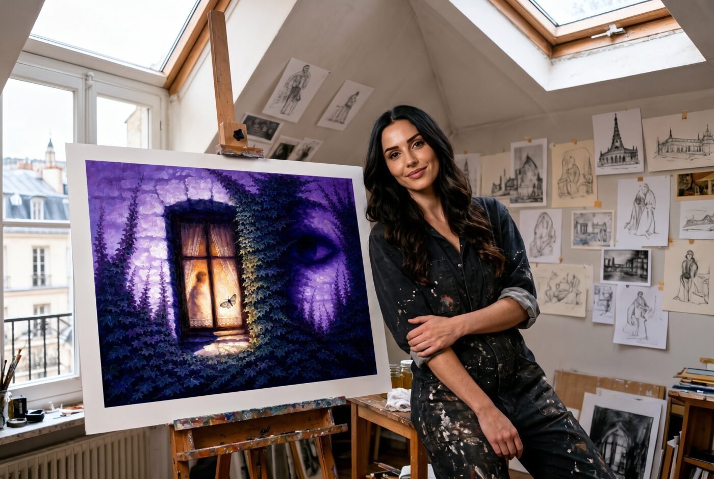 Carmen Delacroix with Something Still Watching in the studio