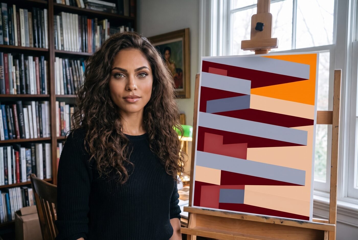 Charlotte with Cantilevered Without Support in the studio