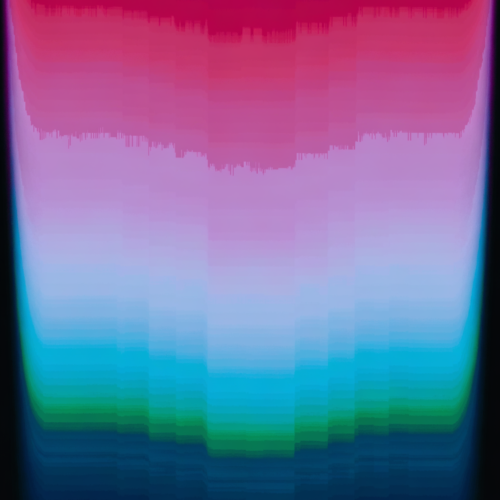 A tall vertical gradient moving from dense magenta at the top through banded violet and cyan into deep blue at the bottom, with visible stepping and soft compression. A tall vertical gradient moving from dense magenta at the top through banded violet and cyan into deep blue at the bottom, with visible stepping and soft compression.