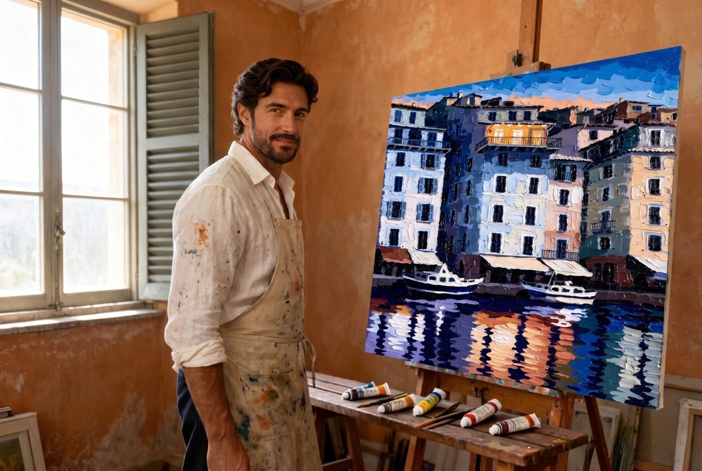 Marco Bellini with Balcony Already Lit in the studio