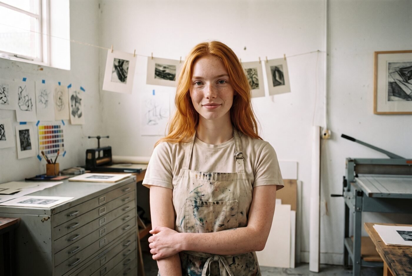 Ruby, Print & Editions Specialist, in their studio