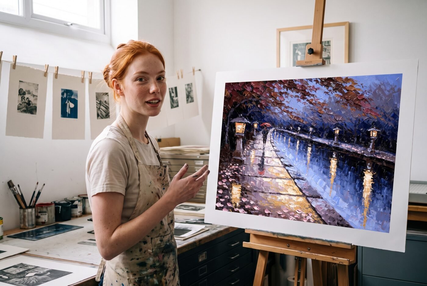 Ruby with Lanterns Doubled Below in the studio