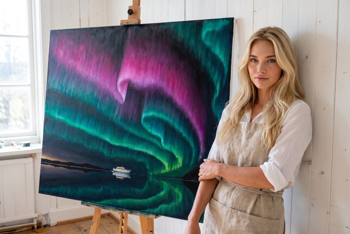 Sofia Larsson with Passage Before Dawn in the studio