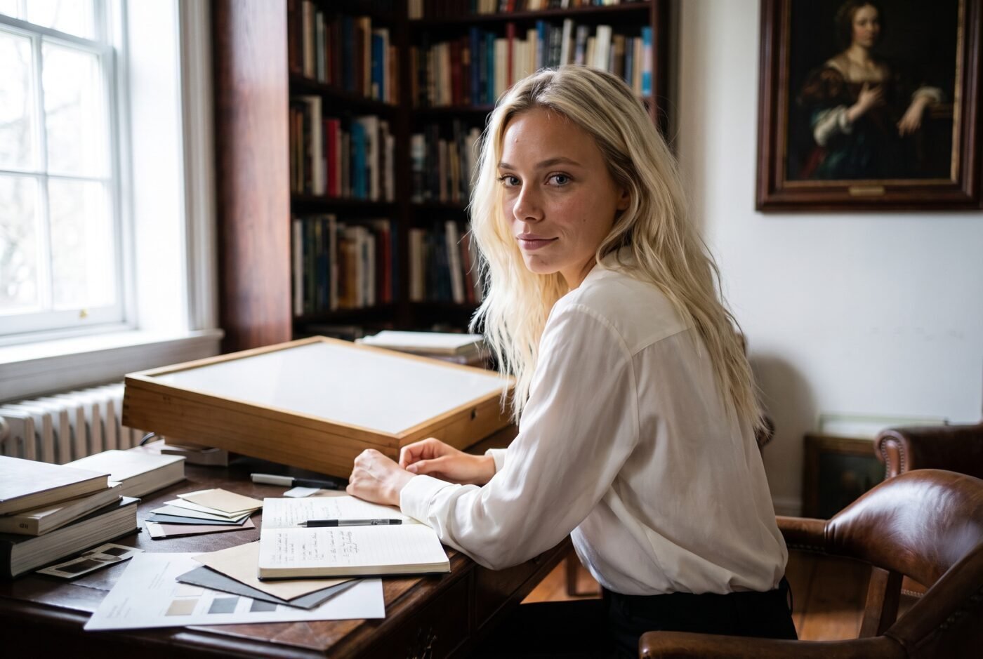 Valentina, Art-Historical / Lineage Critic, in their studio