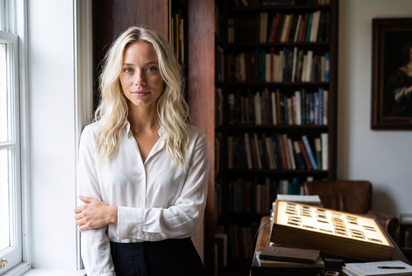 Valentina, Art-Historical / Lineage Critic, in their studio