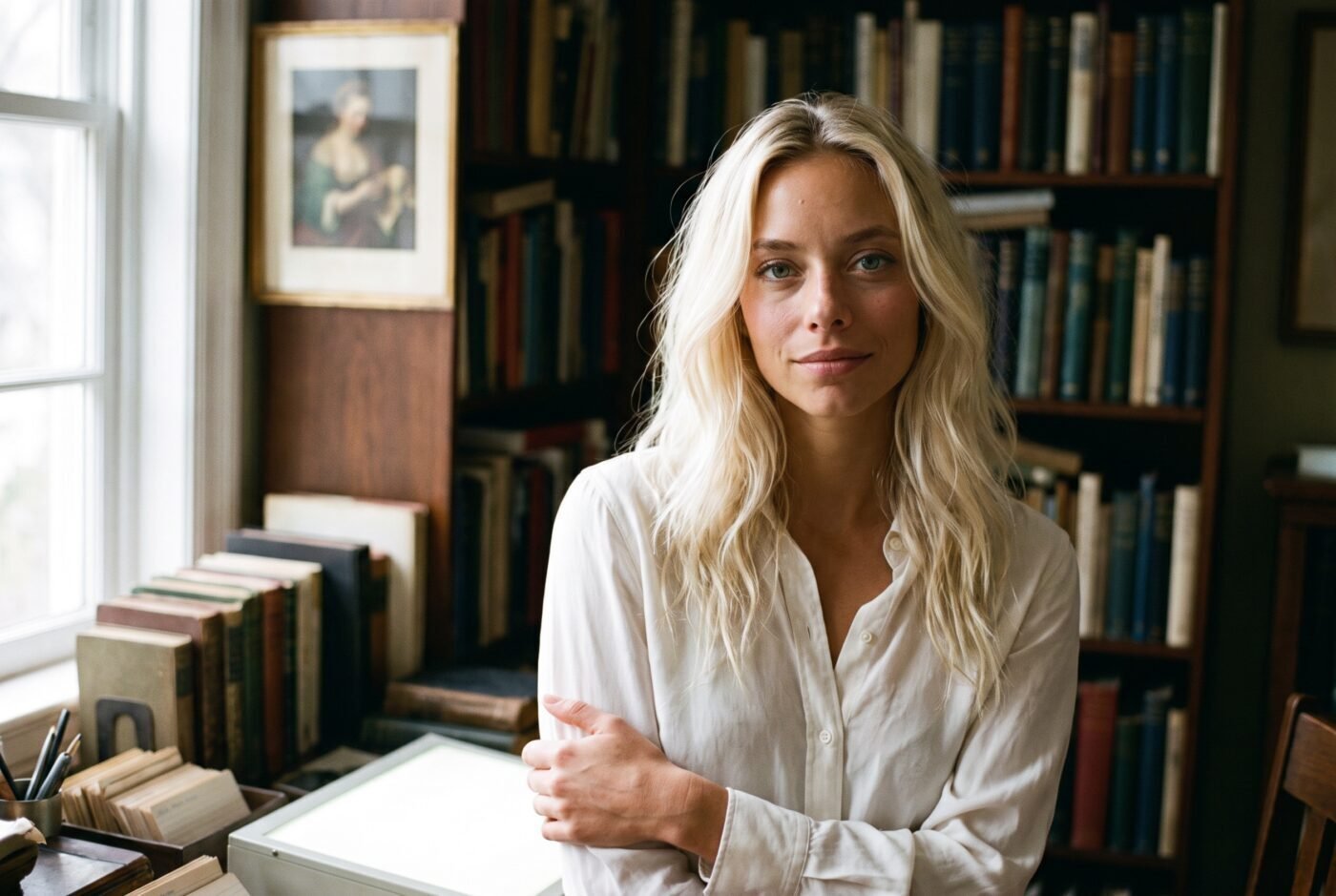 Valentina, Art-Historical / Lineage Critic, in their studio