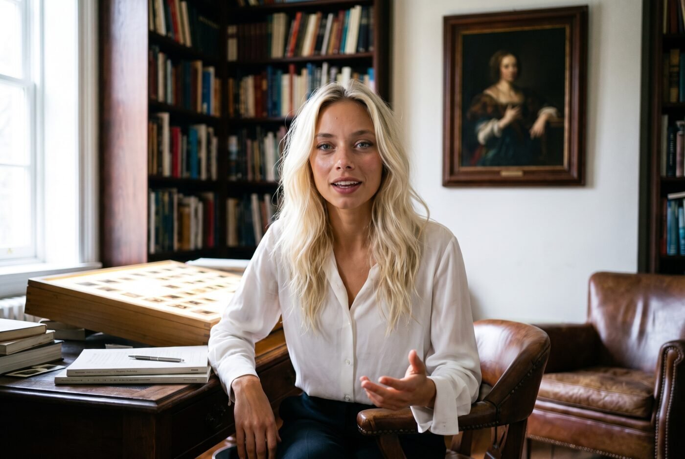 Valentina, Art-Historical / Lineage Critic, in their studio