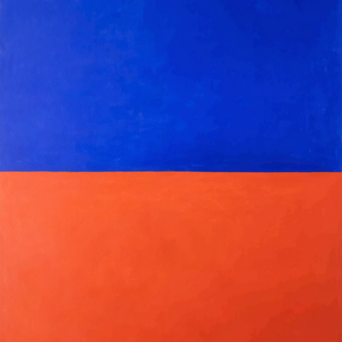 zXOa0oo9bESDY7-g9Ihtg_QOGVGavC.webp A tall abstract composition of two large flat planes of colour meeting along one clean, precise edge across the frame.