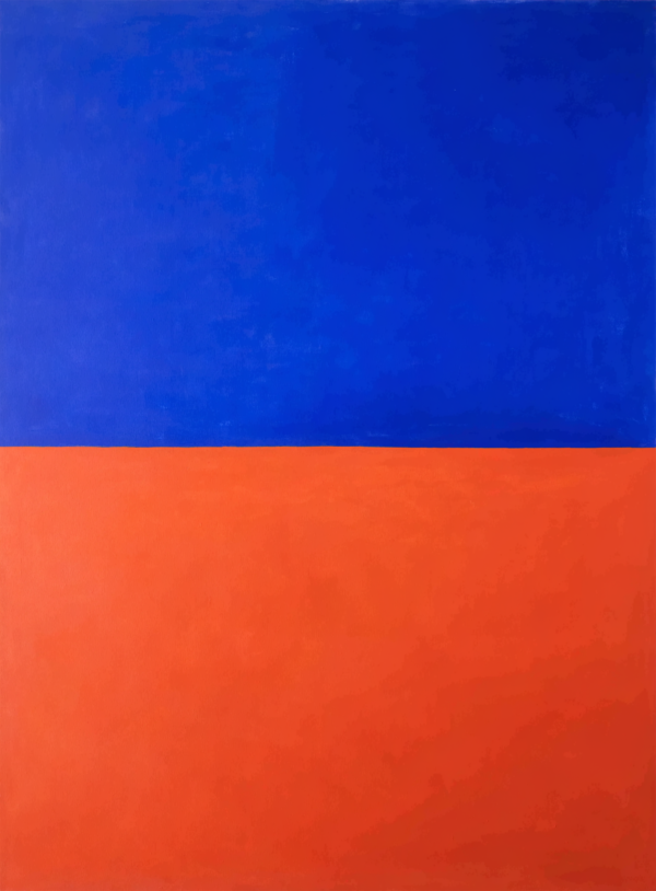 zXOa0oo9bESDY7-g9Ihtg_QOGVGavC.webp A tall abstract composition of two large flat planes of colour meeting along one clean, precise edge across the frame.