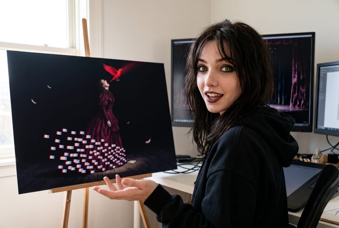 Zara Moon with Voice Made Visible in the studio
