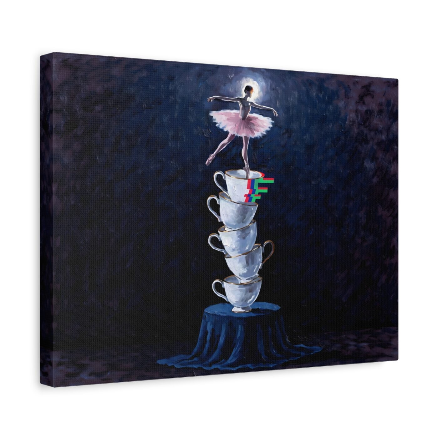 Porcelain Defying Physics: the cup that fails is the point by Zara Moon, shown in a room