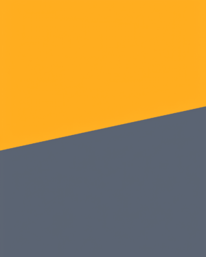 A large flat field of warm saffron meets a flat field of cool slate along a single hard diagonal edge that fills the whole frame.