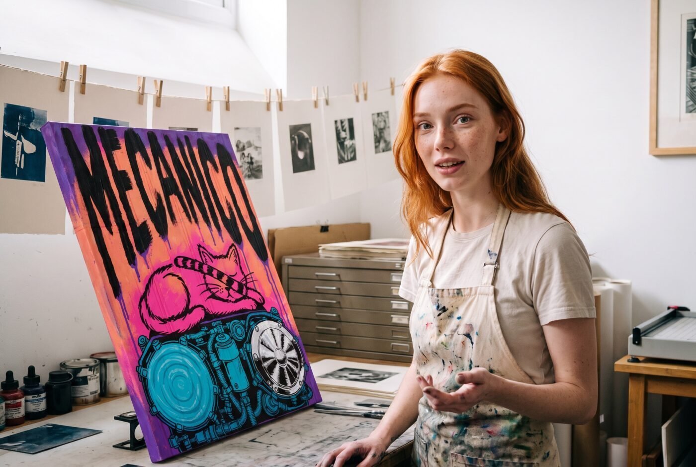 Ruby with Engine Dreaming Vermillion in the studio