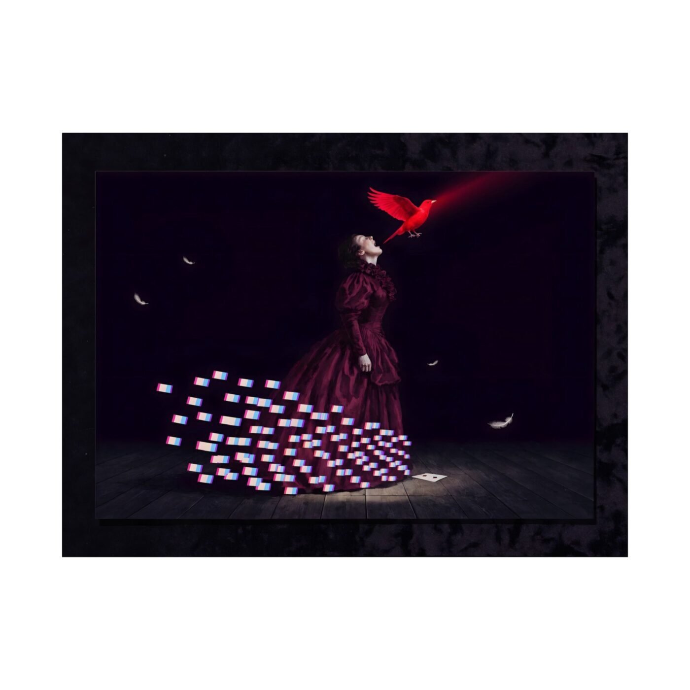 Voice Made Visible: The Glitch Is in the Hem by Zara Moon, shown in a room