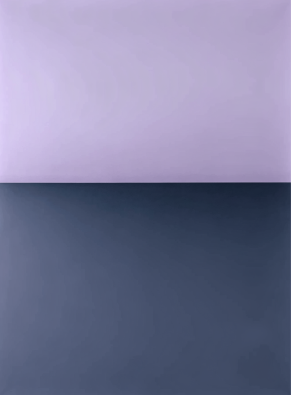 y4RSSqO-aFwUC3g3CD1H5_dJroqVQQ.webp A large flat field of deep gray-blue beneath a soft lavender band, divided by a single hard horizontal edge set high and off-centre in the frame.