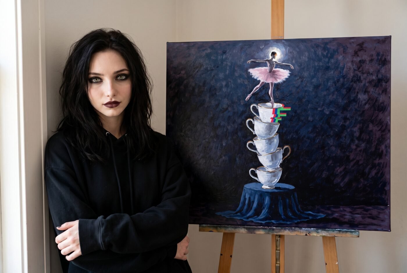 Zara Moon with Porcelain Defying Physics in the studio